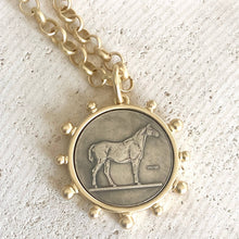 Load image into Gallery viewer, VB&amp;C Matte Gold Horse Coin Necklace
