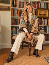 Load image into Gallery viewer, Winding River - Brown / Turq Prairie Rose Reversible Wrap
