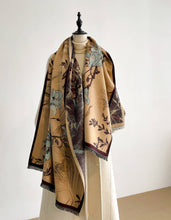 Load image into Gallery viewer, Winding River - Brown / Turq Prairie Rose Reversible Wrap
