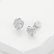Load image into Gallery viewer, Sensi - 14K Gold Plated CZ Stone Paved Knot Stud Clip On Earrings
