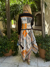 Load image into Gallery viewer, Stacy Bradley Black Denim Jacket / Blue and Black Horse
