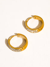 Load image into Gallery viewer, Flânerie by MAIQ - Zephira 18K Gold Non-Tarnish CZ Pave Hoop Earrings
