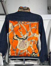 Load image into Gallery viewer, Stacy Bradley Dark Denim Jacket / Orange Equestrian
