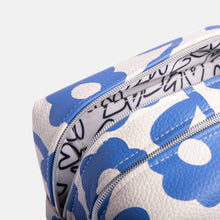 Load image into Gallery viewer, Caroline Gardner - Blue Mono Flower Large Travel Washbag
