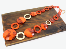 Load image into Gallery viewer, Pretty P Bold Gold Accent Polyresin Disc Chain Link Necklace
