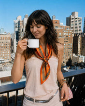 Load image into Gallery viewer, Winding River - Orange / Green Striped Trim Loop Scarf
