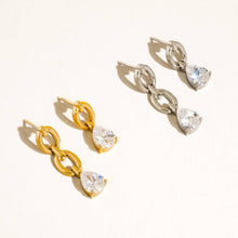 Load image into Gallery viewer, Flânerie - Corsica 18K Gold Non-Tarnish CZ Teardrop Mismatch Earrings
