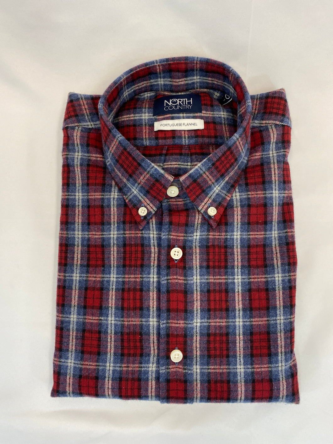 North Country Flannel Shirt BD Collar Red Grey Plaid