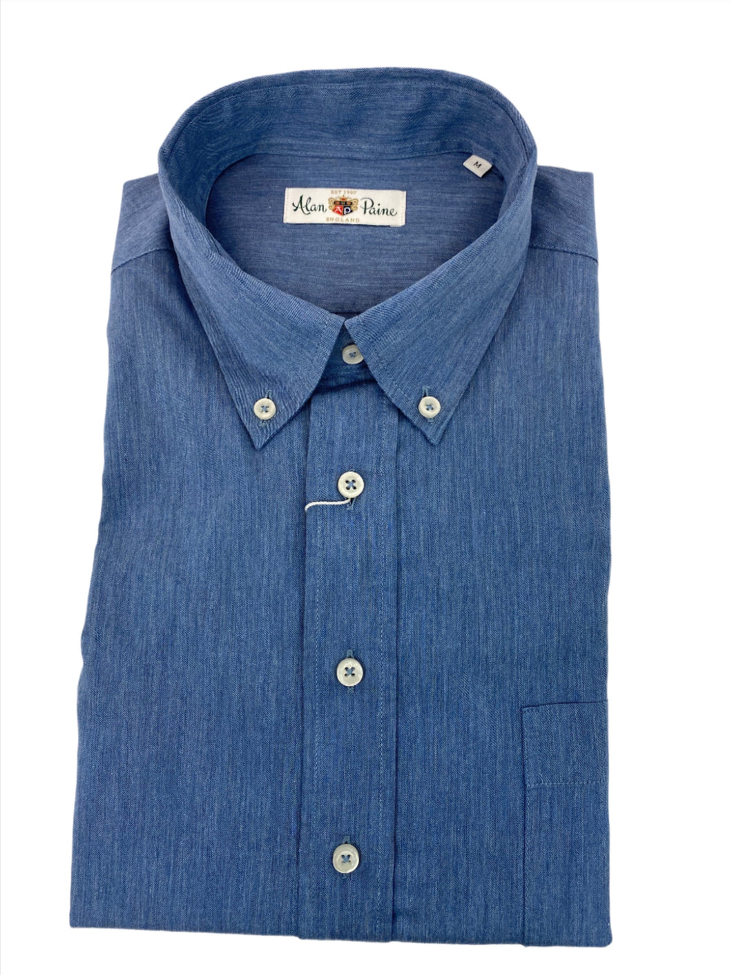Alan Paine Fleetwood Classic BD Cotton Shirt Denim Blue
