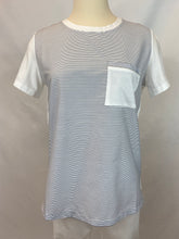 Load image into Gallery viewer, Hubert Gasser T-Shirt Cotton White W/Blue Stripes
