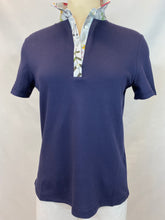 Load image into Gallery viewer, Hubert Gasser Polo-Shirt Navy W/Floral Collar
