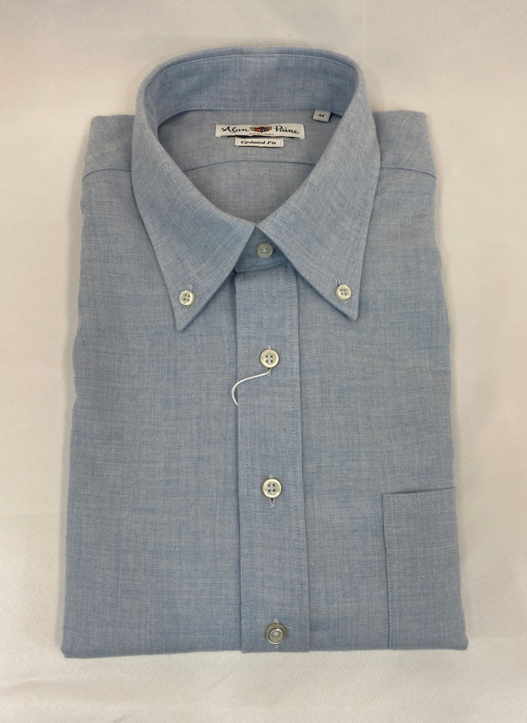 Alan Paine Tuckton Flannel Button Down Shirt Light Blue