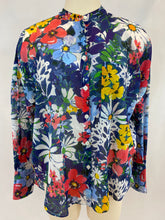 Load image into Gallery viewer, Robert Friedman Cotton Blouse Blue, Yellow and Red Floral
