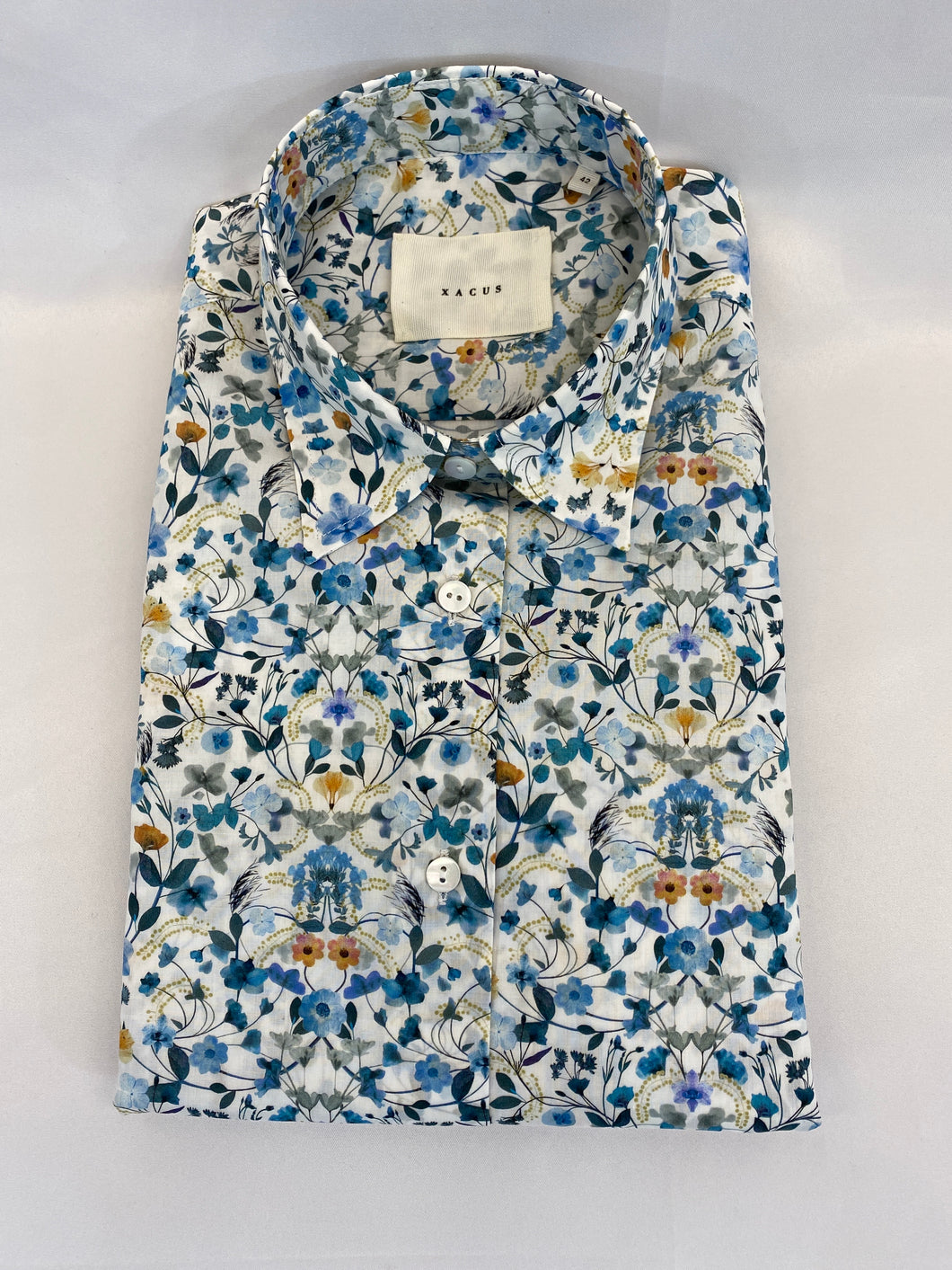 Xacus Women's Shirt White with Blue Floral