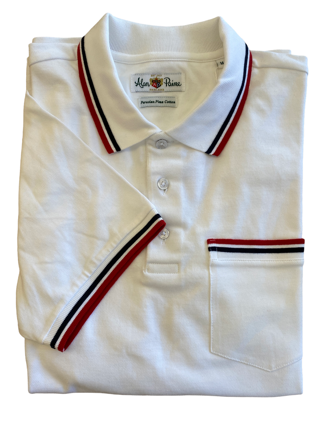 Alan Paine Shoreham Pique Polo Shirt -  Tipped Trim White