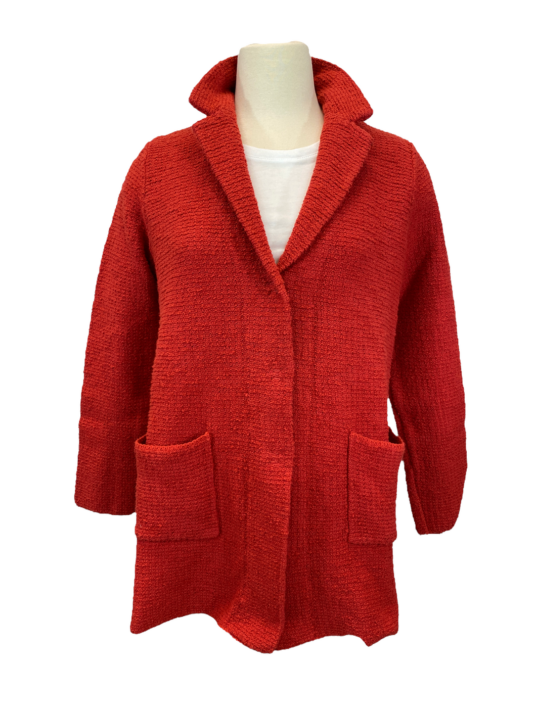 Base Sweater Coat - Cotton Boucle Red