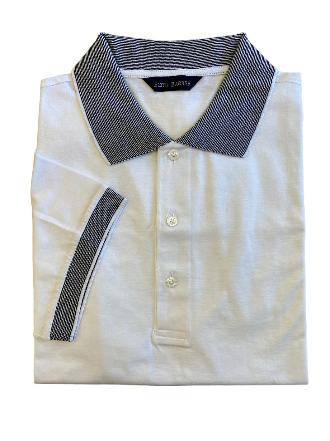 Scott Barber Jersey Polo W/Contrast Collar White