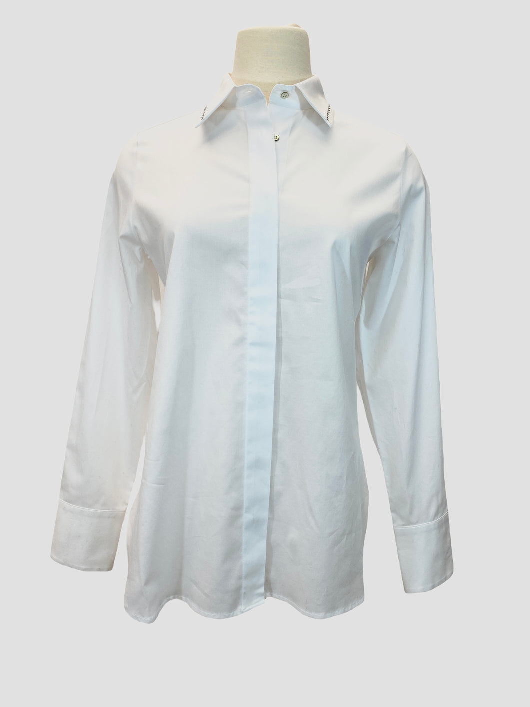 Tonet Cotton Long Sleeve Shirt with Embellished Collar