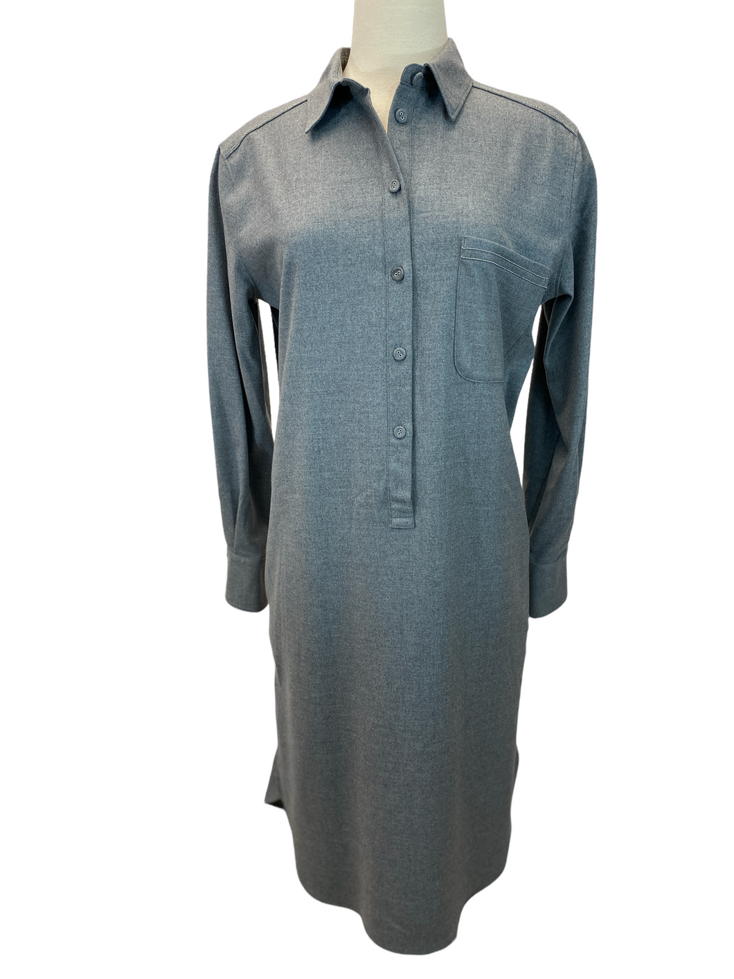Purotatto Grey Flannel Long Sleeve Shirt Dress