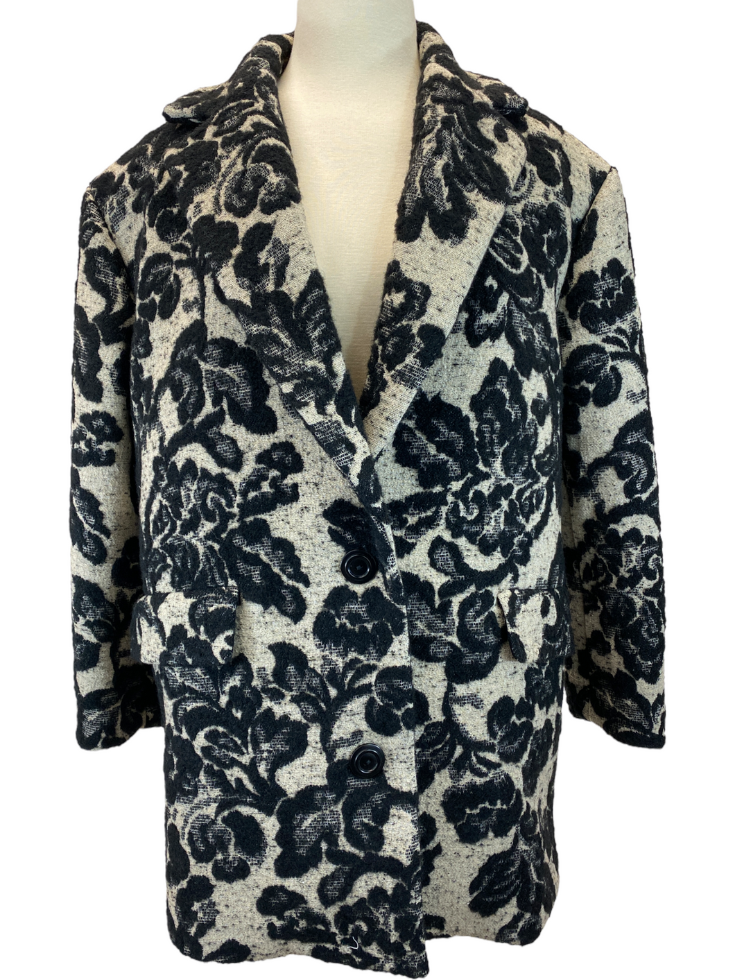 Purotatto Coat in Black and Tan Floral Brocade