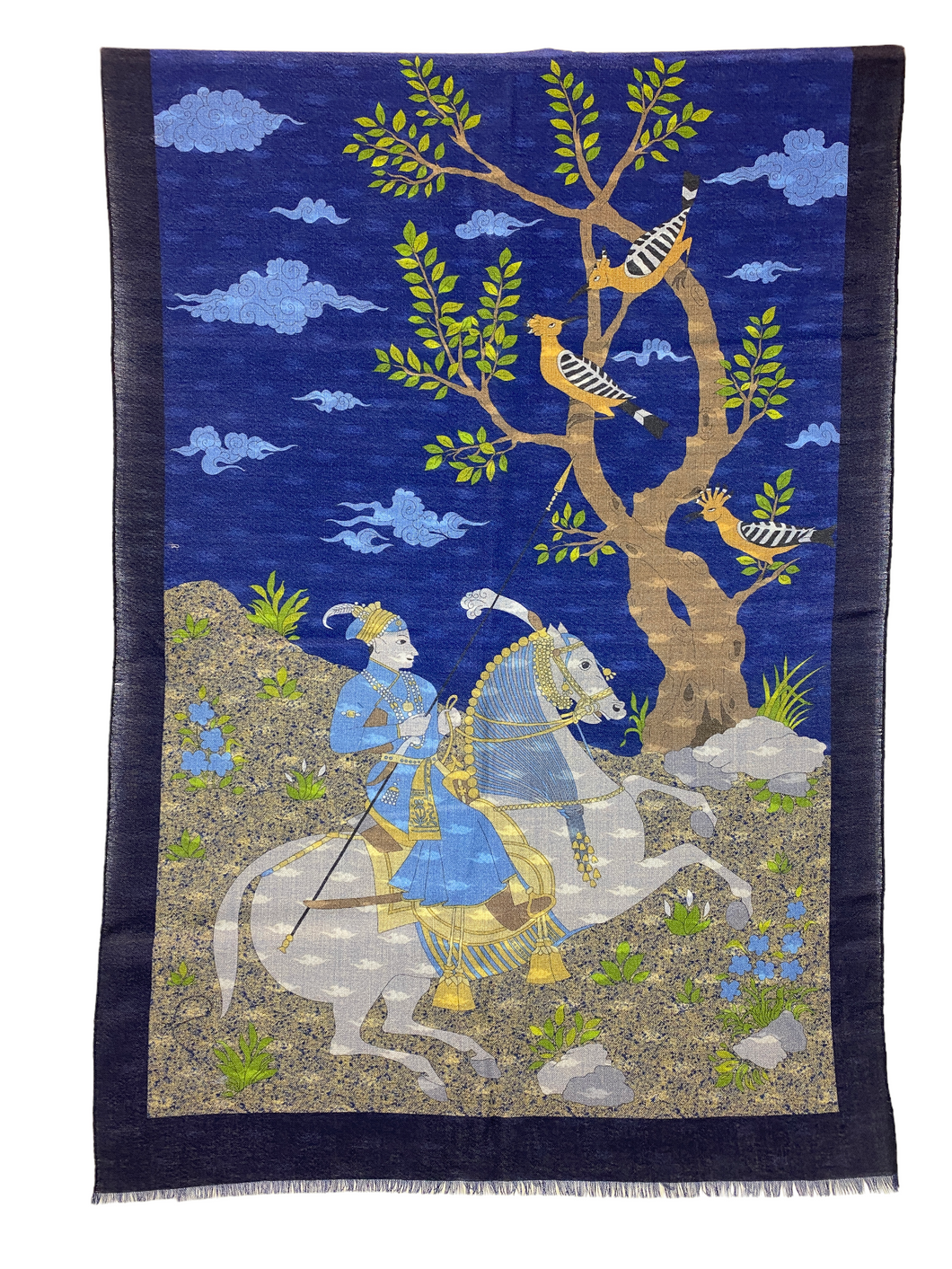 Calabrese Lambswool Scarf Tree/Birds/Clouds