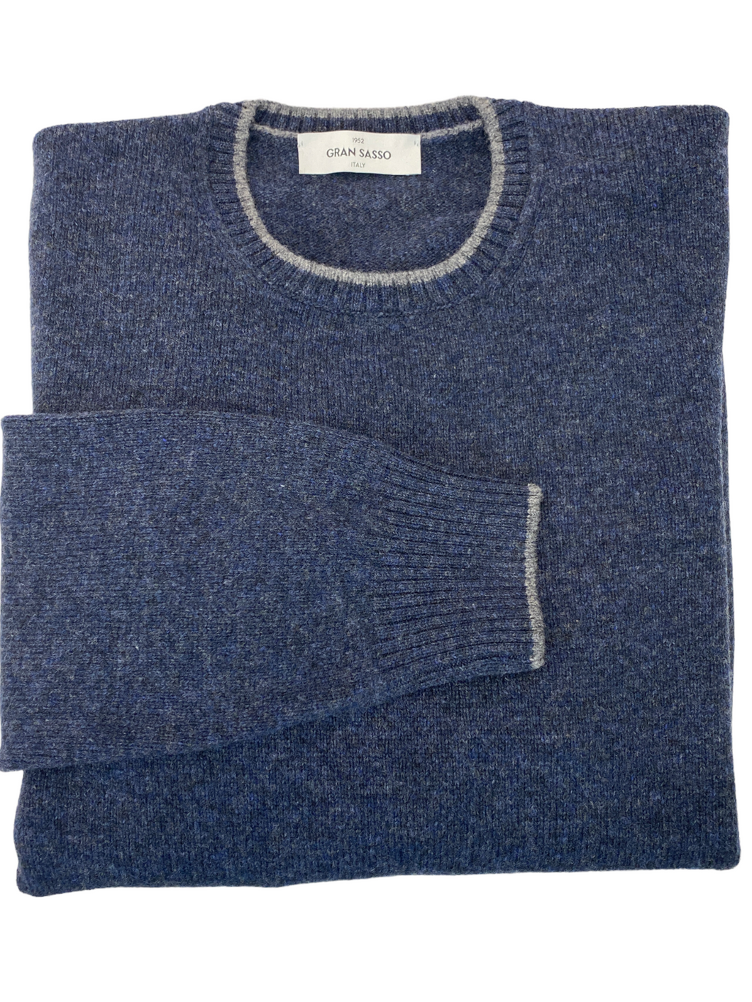 Gran Sasso Crew Sweater Blue Marl w/Grey Tip