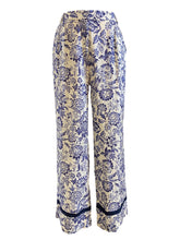 Load image into Gallery viewer, Purotatto Linen Pant Blue/White Floral
