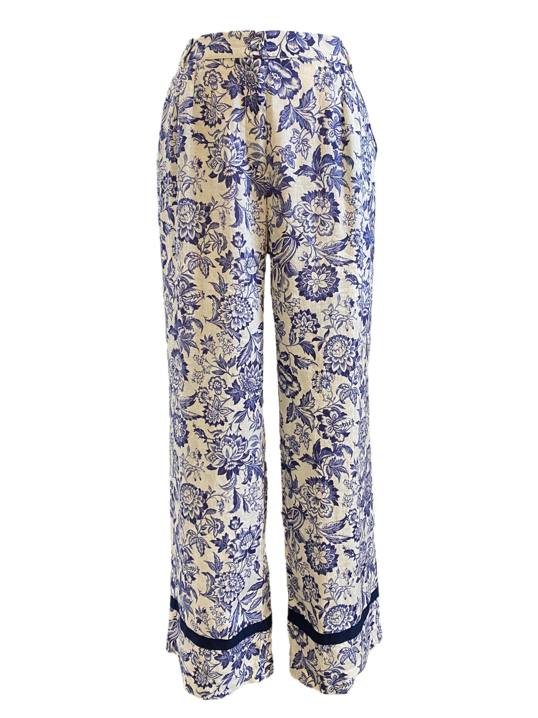 Purotatto Linen Pant Blue/White Floral