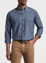 Load image into Gallery viewer, Peter Millar Sport Shirt Chambray with BD Collar
