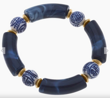 Load image into Gallery viewer, Chinoiserie beads and navy resin
