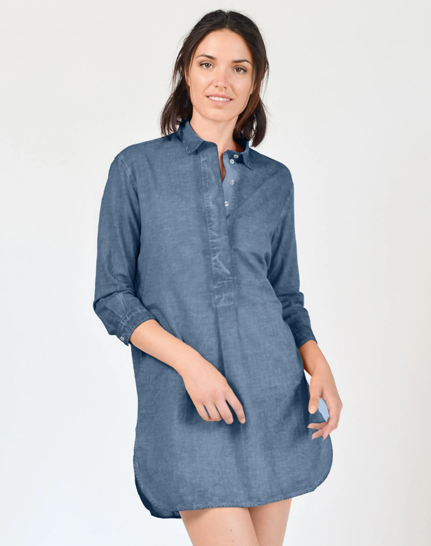 Ploumanach Linen Mini Shirtdress - Denim