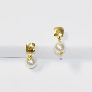 Karine Sultan Gold Earrings With Pearl Accent