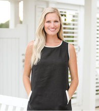 Load image into Gallery viewer, iLinen Dress Crew Neck Black w/Natural
