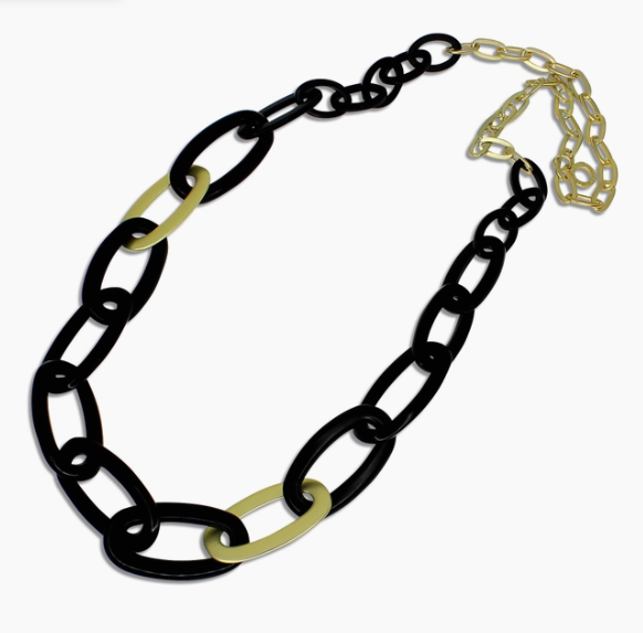 Rush Long Necklace Resin Matte Black and Gold