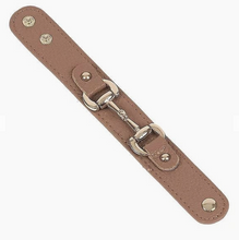 Load image into Gallery viewer, AWST Intl Leather Bracelet with Gold Snaffle Bit
