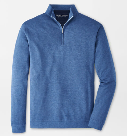 Peter Millar 1/4 Zip Crown Comfort Interlock Sweater - BLUE