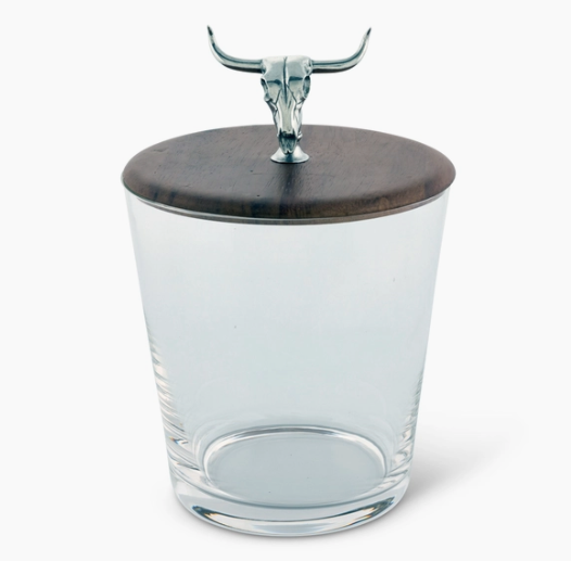 Vagabond House Glass Ice Bucket with Cow Skull