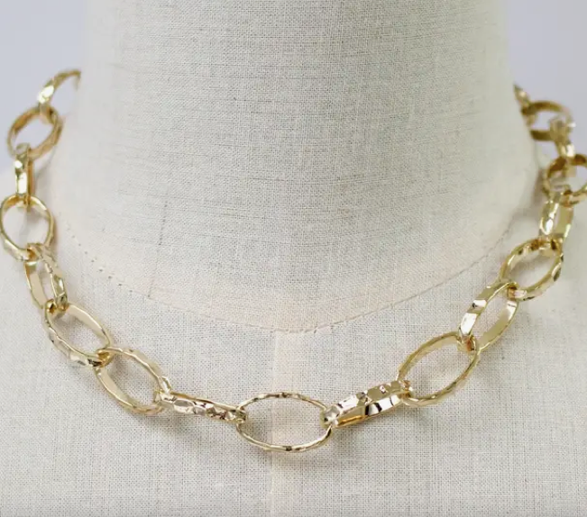 AVM Necklace Alexis Hammered Oval Chain Gold