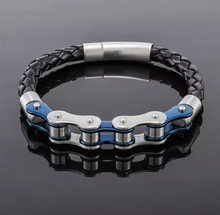 Load image into Gallery viewer, Glen Ogal Men&#39;s Bracelet Leather with Bike Chain
