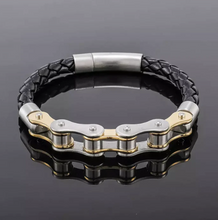 Load image into Gallery viewer, Glen Ogal Men&#39;s Bracelet Leather with Bike Chain
