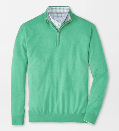 Peter Millar 1/4 Zip Crest Sweater - Aloe Green