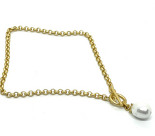 Load image into Gallery viewer, Deborah Grivas Bar Pendant Matte Gold Chain Necklace
