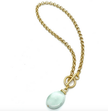 Load image into Gallery viewer, Deborah Grivas Bar Pendant Matte Gold Chain Necklace
