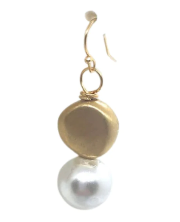 Deborah Grivas Matte Gold Flat Gold Bead Top Wrap Earring