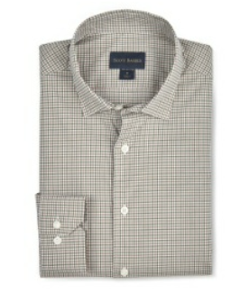 Scott Barber Cotton Tattersall Shirt Green/Brown